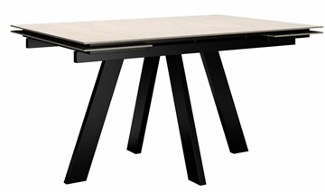 Раскладной стол раздвижной DikLine DM140 Хромикс белый/опоры черные в Йошкар-Оле
