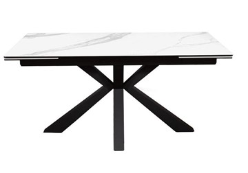 Раскладной стол раздвижной DikLine SFE160 Керамика Белый мрамор/подстолье черное/опоры черные (2 уп.) в Йошкар-Оле