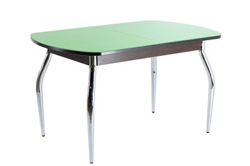 Кухонный стол ПГ-04 СТ2, венге ЛДСП/фисташка стекло/35 хром гнутые металл в Йошкар-Оле
