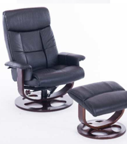Кресло офисное J6011 для релаксации нат. кожа / дерево, черный в Йошкар-Оле