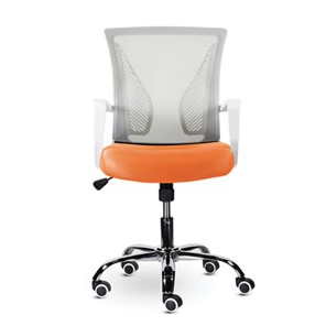 Кресло офисное Brabix Wings MG-306 (пластик белый, хром, сетка, серое/оранжевое) в Йошкар-Оле