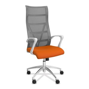 Кресло в офис Топ X белый каркас, сетка/ткань TW / серая/оранжевая в Йошкар-Оле