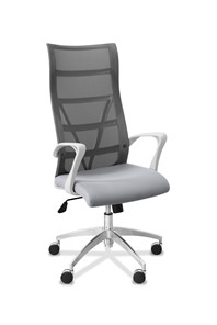 Кресло для руководителя Топ X белый каркас, сетка/ткань TW / серая/ серая в Йошкар-Оле