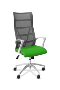 Кресло в офис Топ X белый каркас, сетка/ткань TW / серая/салатовая в Йошкар-Оле