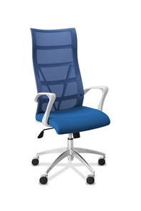 Кресло офисное Топ X белый каркас, сетка/ткань TW / синяя/голубая в Йошкар-Оле