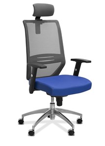 Кресло в офис Aero с подголовником, сетка/ткань TW / черная/ синяя в Йошкар-Оле