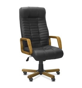 Офисное кресло Атлант W, экокожа премиум / черная CN1114/ дерево - орех в Йошкар-Оле