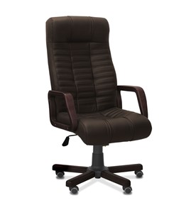 Кресло в офис Атлант W, экокожа премиум / тёмно-коричневая CN1113/ дерево - венге в Йошкар-Оле