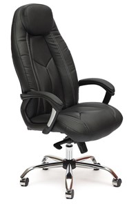 Кресло BOSS Lux, кож/зам, черный/черный перфорированный, арт.9160 в Йошкар-Оле