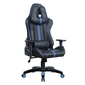Кресло BRABIX "GT Carbon GM-120", две подушки, экокожа, черное/синее, 531930 в Йошкар-Оле