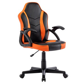 Кресло офисное BRABIX "Shark GM-203", экокожа, черное/оранжевое, 532513 в Йошкар-Оле
