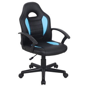 Кресло компьютерное BRABIX "Spark GM-201", экокожа, черное/голубое, 532505 в Йошкар-Оле