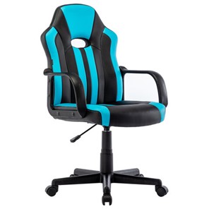 Кресло офисное BRABIX "Stripe GM-202", экокожа, черное/голубое, 532509 в Йошкар-Оле