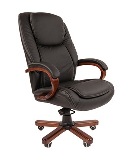 Кресло компьютерное CHAIRMAN 408 кожа черная в Йошкар-Оле