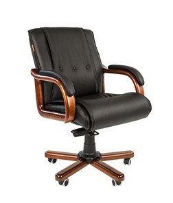 Кресло компьютерное CHAIRMAN 653M кожа черная в Йошкар-Оле