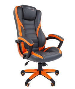 Кресло компьютерное CHAIRMAN GAME 22 эко кожа, серый/оранжевый в Йошкар-Оле