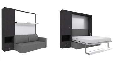 Кровать-шкаф Кровать-трансформер Smart (ШЛ+КД 1400), шкаф левый, правый подлокотник в Йошкар-Оле