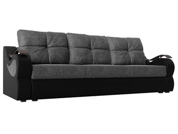 Прямой диван Меркурий еврокнижка, Серый/черный (рогожка/экокожа) в Йошкар-Оле