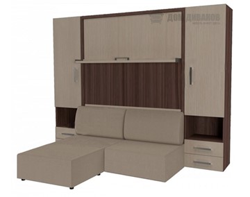 Подъемная кровать Кровать-трансформер Smart (ШЛ+КД 1600+ШП+Пуф), 2 шкафа, без подлокотников в Йошкар-Оле