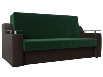 Прямой диван Сенатор Аккордеон 160, Зеленый\Коричневый (Велюр\Экокожа) в Йошкар-Оле
