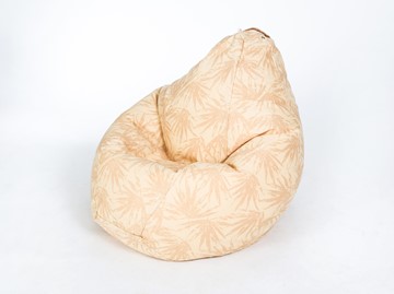 Кресло-мешок Груша среднее, жаккард, бежевые листья в Йошкар-Оле