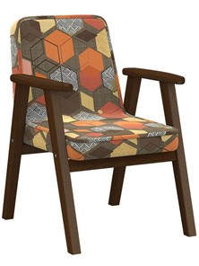 Кресло в гостиную Ретро ткань геометрия коричневый, каркас орех в Йошкар-Оле
