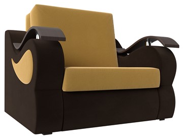 Кресло раскладное Меркурий (60), Желтый\коричневый (Микровельвет\Экокожа) в Йошкар-Оле