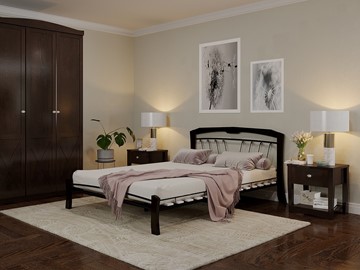 Кровать 2-спальная Муза 4 Лайт, 1600, черный/шоколад в Йошкар-Оле