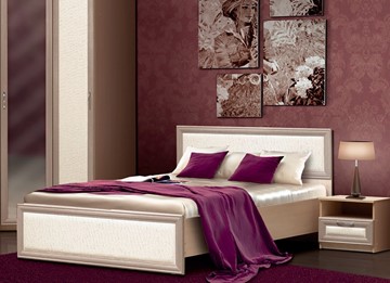 Кровать 2-спальная Камелия, 1600, шимо светлый/белый кожзам в Йошкар-Оле