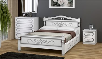 Кровать с выкатными ящиками Карина-5 (Белый Жемчуг) 160х200 в Йошкар-Оле