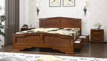Кровать с выкатными ящиками Елена (Орех) 140х200 в Йошкар-Оле