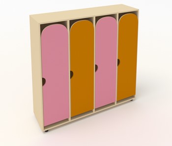 Распашной детский шкаф ШГ4У Беж+Оранжевый+Розовый в Йошкар-Оле