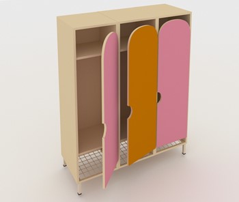 Детский шкаф ШГС3 Беж + Розовый + Оранжевый в Йошкар-Оле