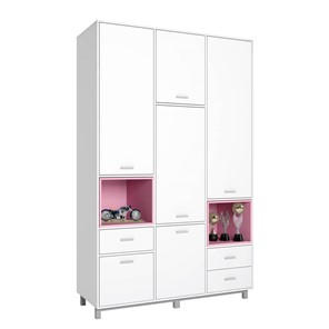 Многофункциональный шкаф POLINI Kids Mirum 2335 Белый / полки Розовые в Йошкар-Оле