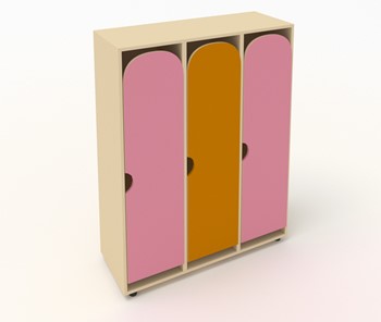 Распашной шкаф ШГ3 Беж+Розовый+Оранжевый в Йошкар-Оле