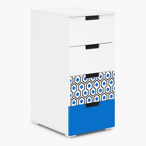 Тумба с ящиками Svogen 4 ящика, сине-белый/соты синие в Йошкар-Оле