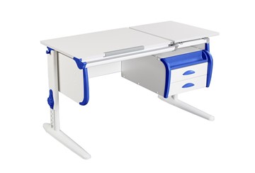Детский стол-трансформер 1/75-40 (СУТ.25) + Tumba 3  белый/белый/Синий в Йошкар-Оле