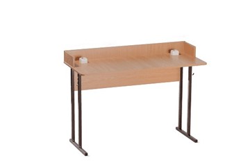 Детский стол 2-местный для кабинета физики с бортом 6, ЛДСП Бук/Коричневый в Йошкар-Оле