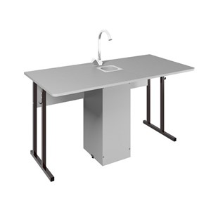 Детский стол 2-местный для кабинета химии Стандарт 5, Пластик Серый/Коричневый в Йошкар-Оле