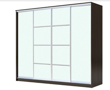 Шкаф 4-х дверный ХИТ 22-24/2-8888, с матовым стеклом, разделительные планки х2, Венге в Йошкар-Оле