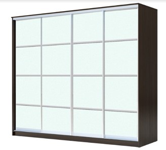 Шкаф 4-х дверный ХИТ 22-24/2-8888, с матовым стеклом, разделительные планки х4, Венге в Йошкар-Оле