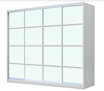 Шкаф 4-х дверный ХИТ 23-24/2-8888, с матовым стеклом, разделительные планки х4, Белый в Йошкар-Оле