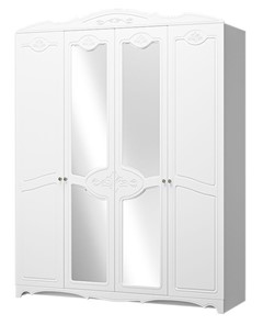Шкаф четырехдверный в спальню Лотос ШР-4 (Белый) 2 зеркала в Йошкар-Оле