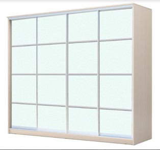 Шкаф 4-х дверный ХИТ 23-24/2-8888, с матовым стеклом, разделительные планки х4, Дуб млечный в Йошкар-Оле