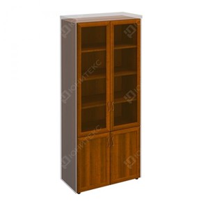 Шкаф для документов со стеклянными дверьми в рамке Мастер, темный орех (90х45х208) МТ 379 в Йошкар-Оле