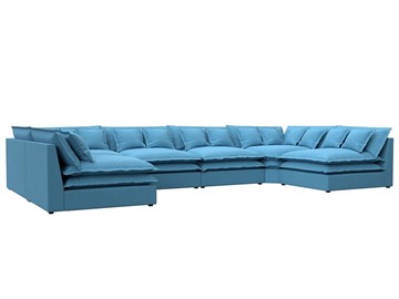 Большой П-образный диван Лига-040, Амур голубой (рогожка) в Йошкар-Оле