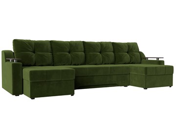 Большой П-образный диван Сенатор, Зеленый (Микровельвет) боннель в Йошкар-Оле