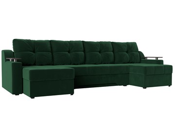 Большой П-образный диван Сенатор, Зеленый (Велюр) боннель в Йошкар-Оле