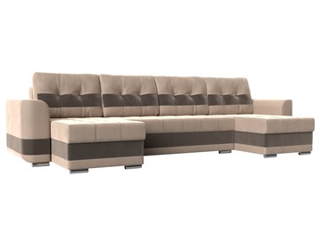 П-образный диван Честер, Бежевый/коричневый (велюр) в Йошкар-Оле