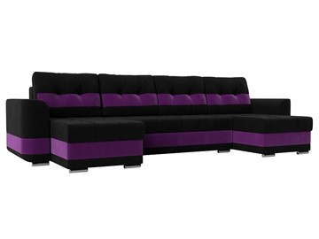 П-образный диван Честер, Черный/фиолетовый (вельвет) в Йошкар-Оле